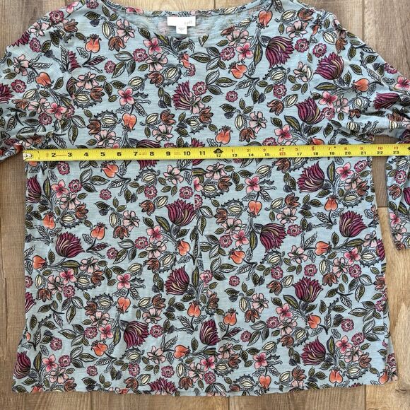 J.Jill Womens Floral Blue Top Size L Bloomcore Feminine Colorful Lightweight - Picture 7 of 10